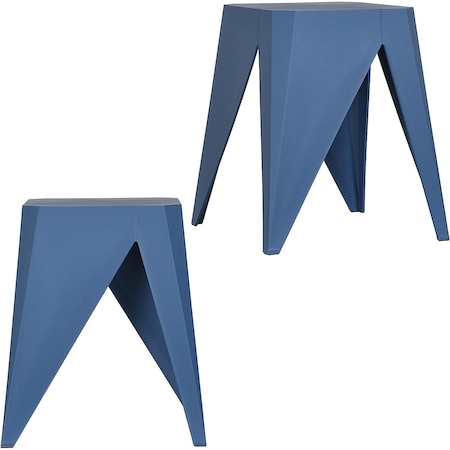 Isl Furnishings InterSpaceLiving Zuho Multi-USe Stool 2, Grey Blue, PR BS23DC-2PK-PP09